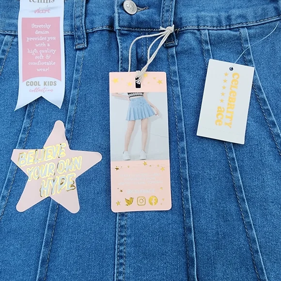 SOLD - Celebrity Ace Denim Mid-rise Mini Skirt for Girls Size 14 - Picture 2 of 6